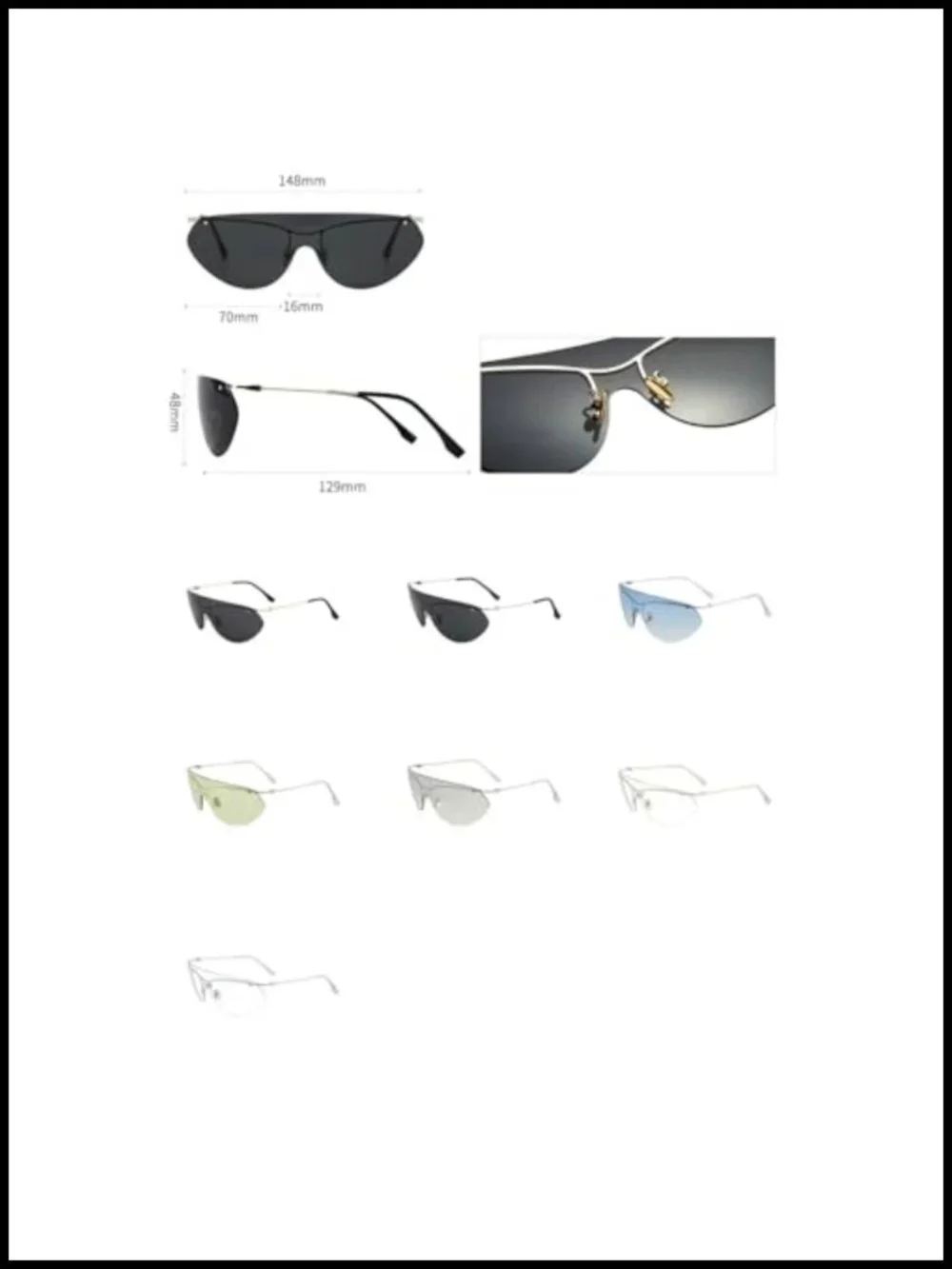 Oversized Square Flat Top Shield Sunglasses UV400 Unisex